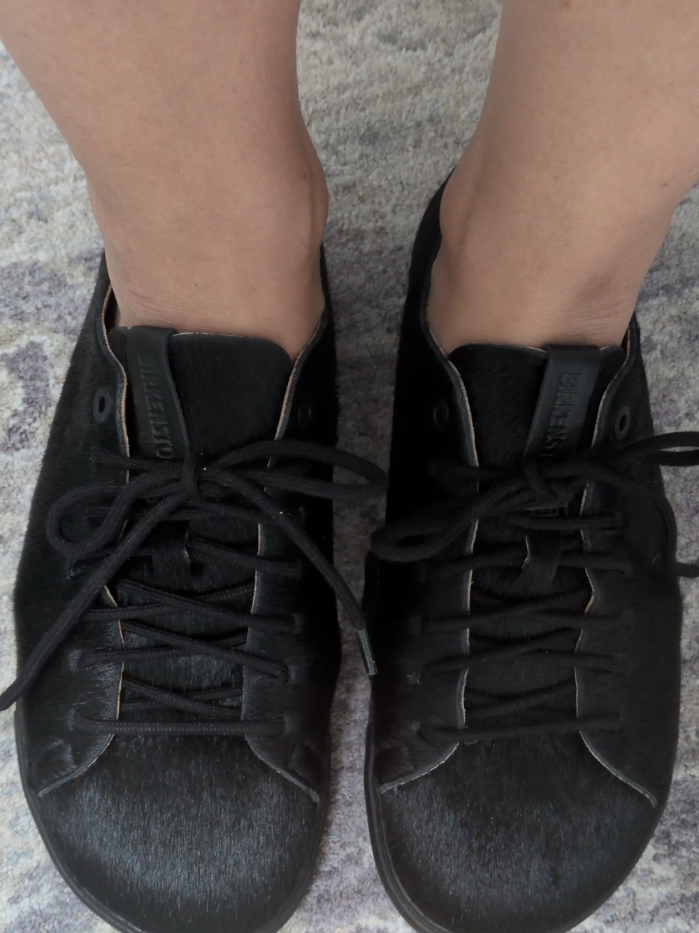 Birkenstock Black Haircalf Low-Top Lace-Up Sneakers